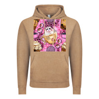 Cat Coffee Cups And Paw With Leopard And Glitter Seamless Pattern Bbs Vintage Hoodie | Teevron