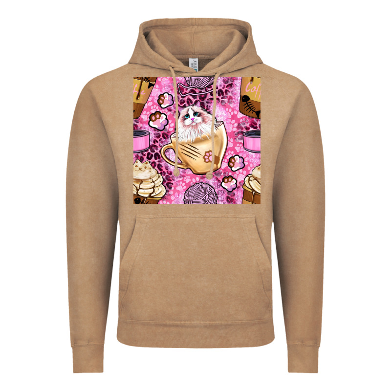 Cat Coffee Cups And Paw With Leopard And Glitter Seamless Pattern Bbs Vintage Hoodie by BundleAndBundleShop | Teevron