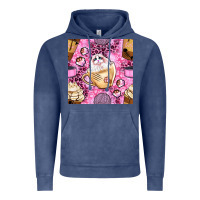Vintage Denim cat coffee cups and paw with leopard and glitter seamless pattern bbs Vintage Hoodie - BundleAndBundleShop