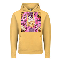 Vintage Mustard cat coffee cups and paw with leopard and glitter seamless pattern bbs Vintage Hoodie - BundleAndBundleShop