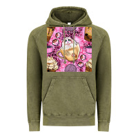 Vintage Olive cat coffee cups and paw with leopard and glitter seamless pattern bbs Vintage Hoodie - BundleAndBundleShop