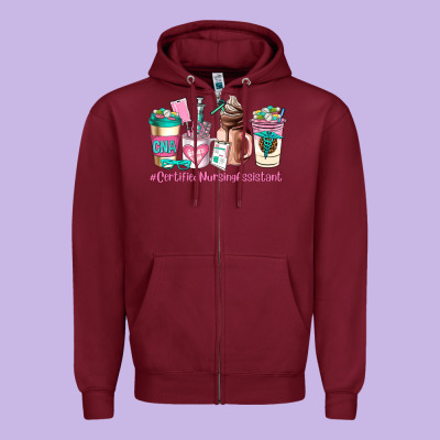 Cerified Nursing Assistant Coffee Cup Zipper Hoodie Designed By Adodesignshop