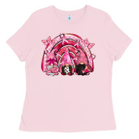 Bubblegum Pink gnomes rainbow breast cancer Ladies Tee - CowGirlArtShop