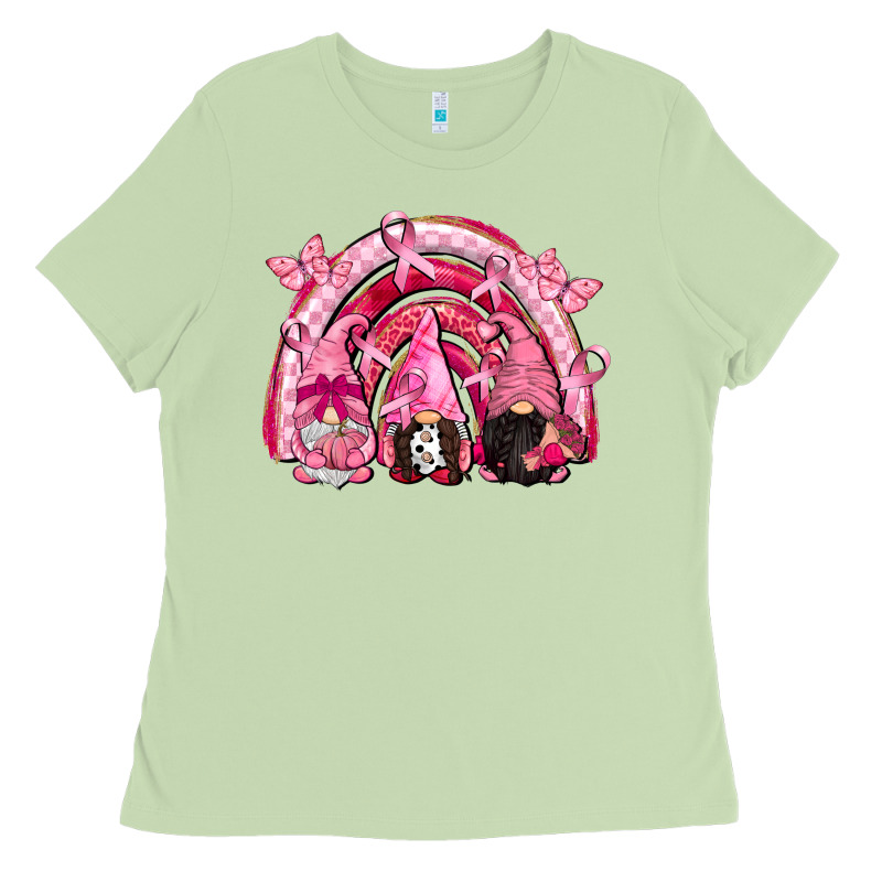 Gnomes Rainbow Breast Cancer Ladies Tee by CowGirlArtShop | Teevron