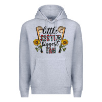 Heather Grey little sister biggest fan Premium Hoodie - CowhideDigitalArt
