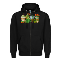 Black cactus coffee cups Zipper Hoodie - AdoDesignShop