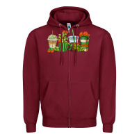 Burgundy cactus coffee cups Zipper Hoodie - AdoDesignShop