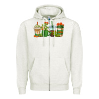 Oatmeal Heather cactus coffee cups Zipper Hoodie - AdoDesignShop