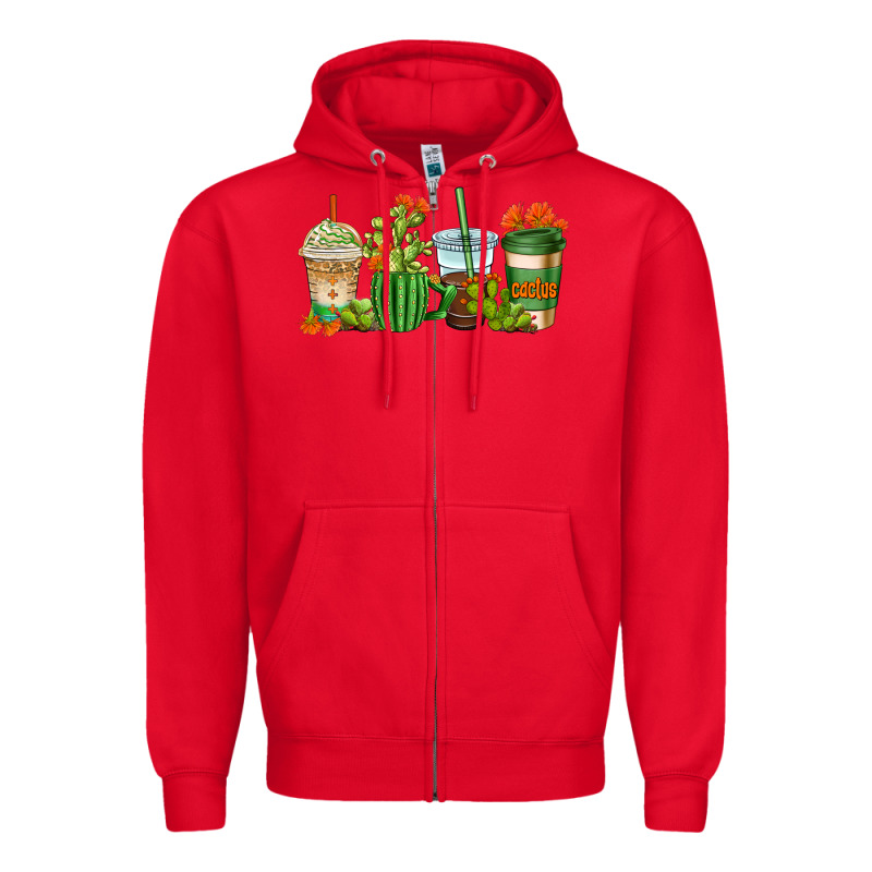 Cactus Coffee Cups Zipper Hoodie by AdoDesignShop | Teevron