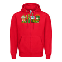 Red cactus coffee cups Zipper Hoodie - AdoDesignShop
