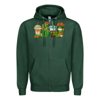 Sports Green cactus coffee cups Zipper Hoodie - AdoDesignShop
