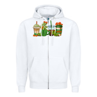 White cactus coffee cups Zipper Hoodie - AdoDesignShop