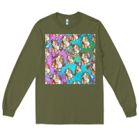 Army Green Easter Bunny With Truck Seamless Pattern Long Sleeve Tee - BundleAndBundleShop