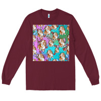 Burgundy Easter Bunny With Truck Seamless Pattern Long Sleeve Tee - BundleAndBundleShop