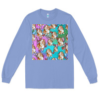 Colony Blue Easter Bunny With Truck Seamless Pattern Long Sleeve Tee - BundleAndBundleShop