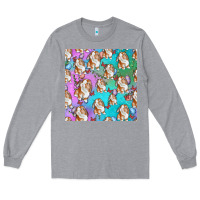 Heather Grey Easter Bunny With Truck Seamless Pattern Long Sleeve Tee - BundleAndBundleShop