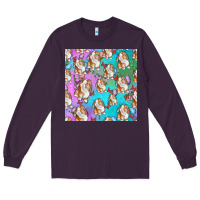 Plum Easter Bunny With Truck Seamless Pattern Long Sleeve Tee - BundleAndBundleShop