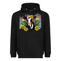 Black cow cactus and sunflower Heavyweight Hoodie - AdoDesignShop