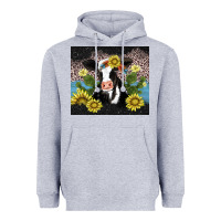 Heather Grey cow cactus and sunflower Heavyweight Hoodie - AdoDesignShop