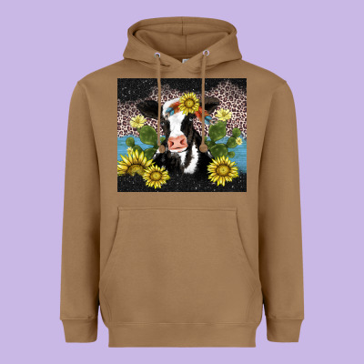 Cow Cactus And Sunflower Heavyweight Hoodie Designed By Adodesignshop