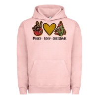 Pigment Salmon peace love christmas Urban Hoodie - JahusDesignShop