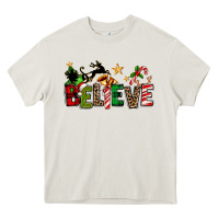 Cream christmas believe Heavy Core Tee - texasbilliewilder