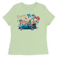 Matcha happy 4th of july gnome truck Ladies Tee - CowGirlArtShop