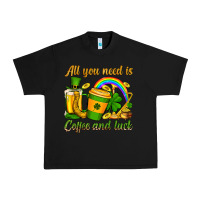 Black St. Patrick's All you need is coffee and luck Urban Heavy Tee - OliviaCreatesArt