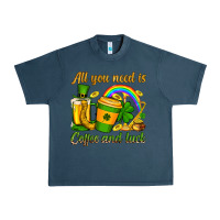Midnight Navy St. Patrick's All you need is coffee and luck Urban Heavy Tee - OliviaCreatesArt