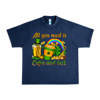 Navy St. Patrick's All you need is coffee and luck Urban Heavy Tee - OliviaCreatesArt