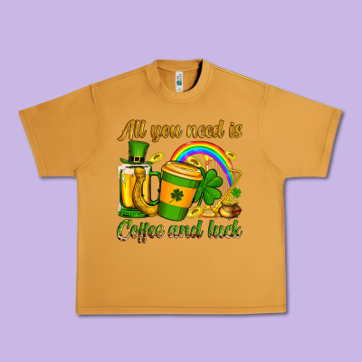 St. Patrick's All You Need Is Coffee And Luck Urban Heavy Tee Designed By Oliviacreatesart
