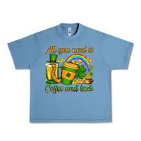 Pebble Blue St. Patrick's All you need is coffee and luck Urban Heavy Tee - OliviaCreatesArt