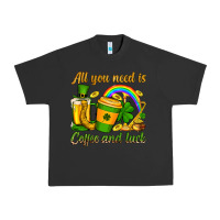 Pigment Black St. Patrick's All you need is coffee and luck Urban Heavy Tee - OliviaCreatesArt