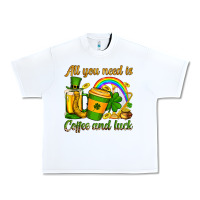 White St. Patrick's All you need is coffee and luck Urban Heavy Tee - OliviaCreatesArt