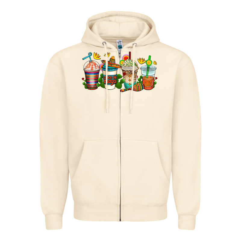 Cinco De Mayo Coffee Cups Zipper Hoodie by AdoDesignShop | Teevron