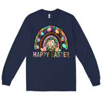 Navy Happy Easter Rainbow Long Sleeve Tee - BundleAndBundleShop