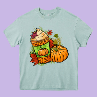 Fall Pumpkin Coffee Heavy Core Tee Designed By Nancycooperartshop