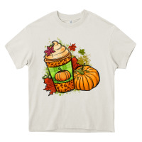 Cream Fall pumpkin coffee Heavy Core Tee - NancyCooperArtShop