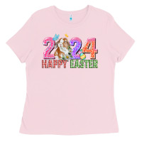 Bubblegum Pink 2024 happy easter Ladies Tee - CowGirlArtShop