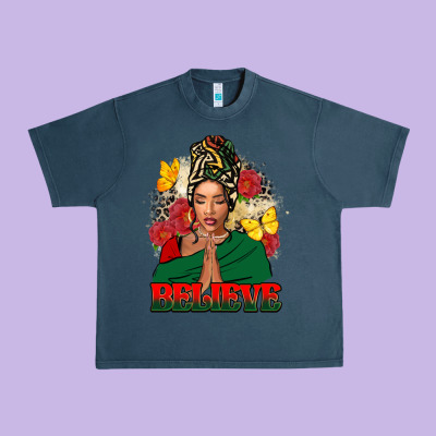 Believe Black Woman Urban Heavy Tee Designed By Fadigitalartstudio