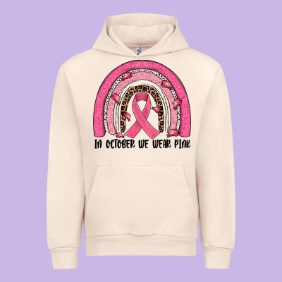 In October We Wear Pink Rainbow Urban Hoodie Designed By Jahusdesignshop