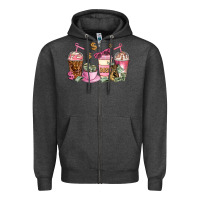 Charcoal Heather boss lady coffee cups Zipper Hoodie - AdoDesignShop