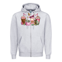 Heather Grey boss lady coffee cups Zipper Hoodie - AdoDesignShop