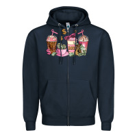 Navy boss lady coffee cups Zipper Hoodie - AdoDesignShop