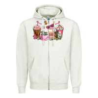Oatmeal Heather boss lady coffee cups Zipper Hoodie - AdoDesignShop