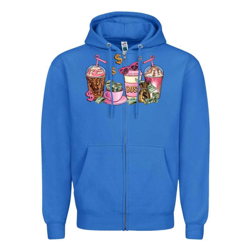 Boss Lady Coffee Cups Zipper Hoodie by AdoDesignShop | Teevron