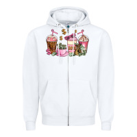 White boss lady coffee cups Zipper Hoodie - AdoDesignShop