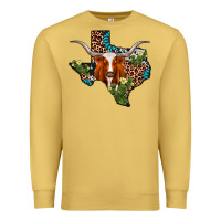 Antique Gold longhorn texas map Premium Sweatshirt - AdoDesignShop
