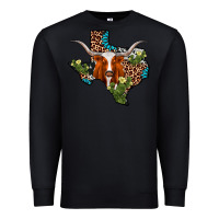 Black longhorn texas map Premium Sweatshirt - AdoDesignShop