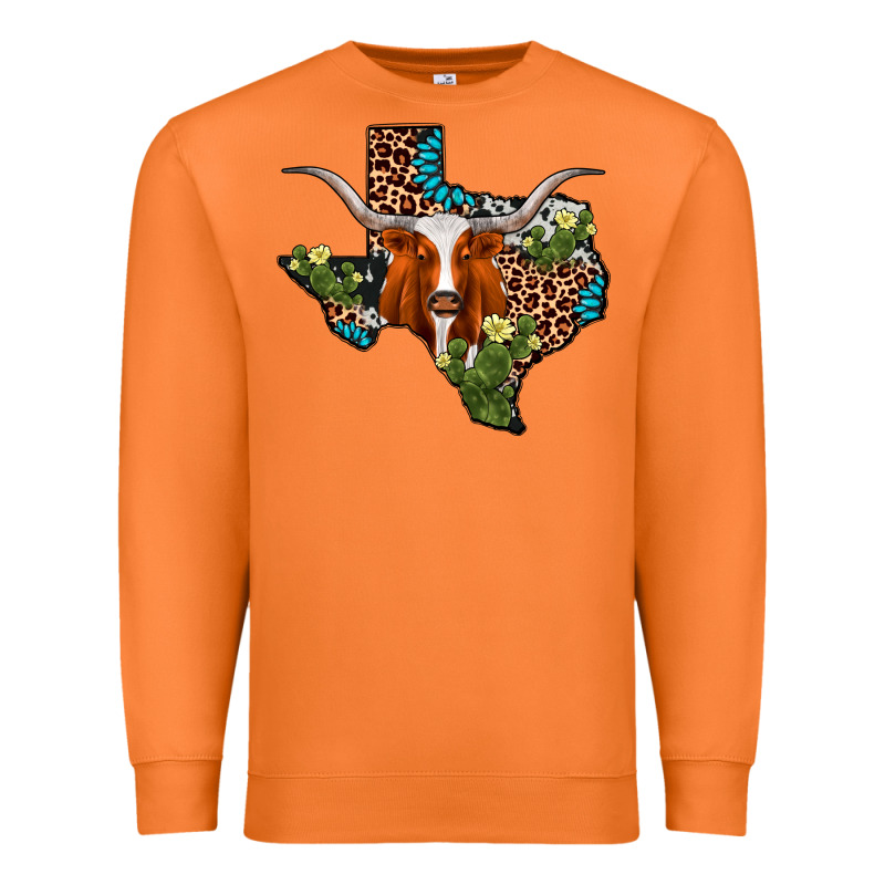 Longhorn Texas Map Premium Sweatshirt by AdoDesignShop | Teevron